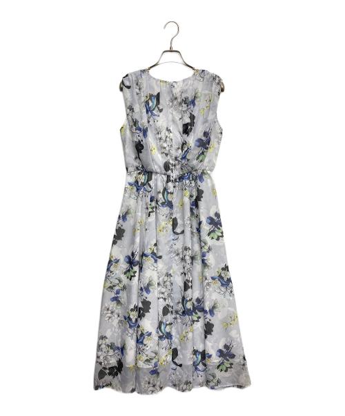 ANAYI（アナイ）ANAYI (アナイ) bouquet プリント ランダムタック ワンピース ブルー サイズ:36の古着・服飾アイテム