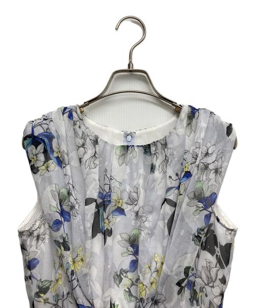 ANAYI（アナイ）ANAYI (アナイ) bouquet プリント ランダムタック ワンピース ブルー サイズ:36の古着・服飾アイテム