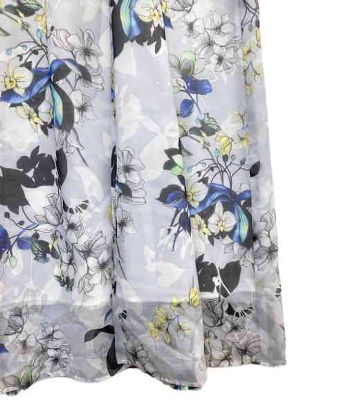 ANAYI（アナイ）ANAYI (アナイ) bouquet プリント ランダムタック ワンピース ブルー サイズ:36の古着・服飾アイテム