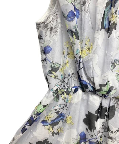 ANAYI（アナイ）ANAYI (アナイ) bouquet プリント ランダムタック ワンピース ブルー サイズ:36の古着・服飾アイテム