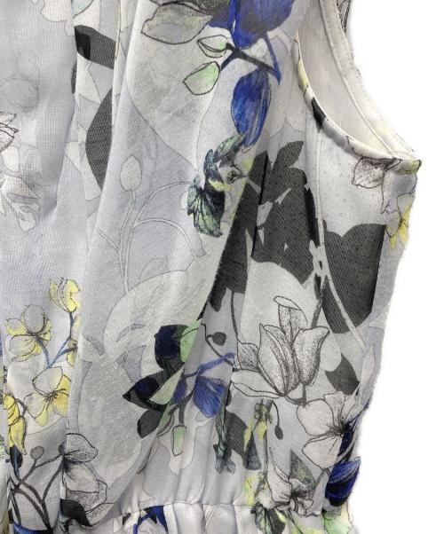ANAYI（アナイ）ANAYI (アナイ) bouquet プリント ランダムタック ワンピース ブルー サイズ:36の古着・服飾アイテム