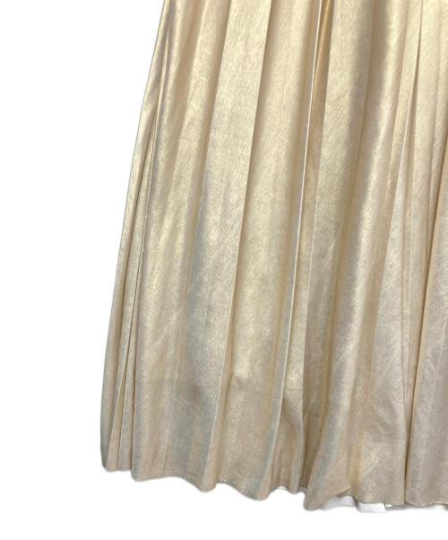 ANAYI（アナイ）ANAYI (アナイ) ホイルクリスタルプリーツ スカート ベージュ サイズ:36の古着・服飾アイテム