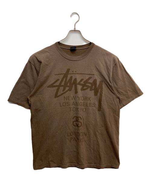 stussy（ステューシー）stussy (ステューシー) SSリンクワールドツア―T ブラウン サイズ:Lの古着・服飾アイテム