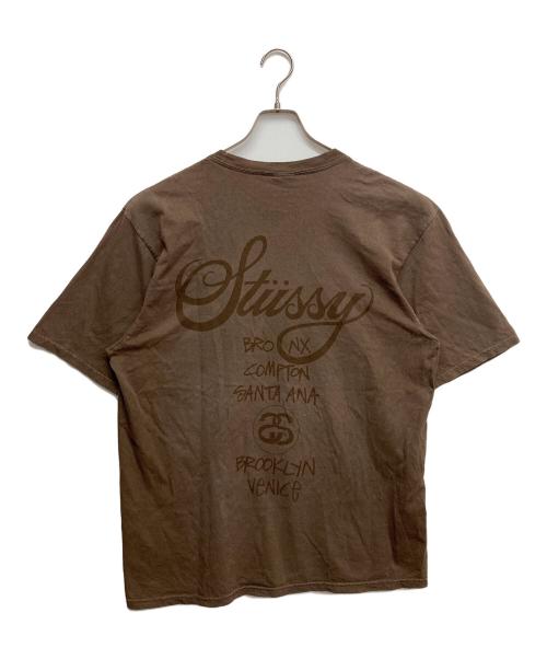 stussy（ステューシー）stussy (ステューシー) SSリンクワールドツア―T ブラウン サイズ:Lの古着・服飾アイテム