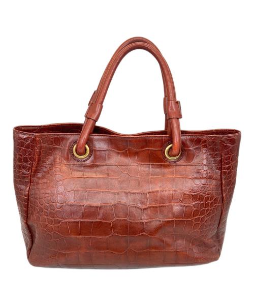 FURLA（フルラ）FURLA (フルラ) クロコ型押しハンドバッグ レッドの古着・服飾アイテム