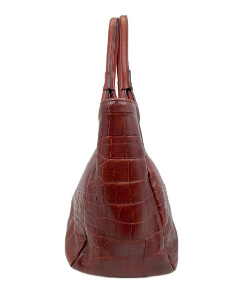 FURLA（フルラ）FURLA (フルラ) クロコ型押しハンドバッグ レッドの古着・服飾アイテム