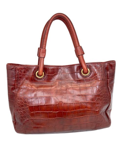 FURLA（フルラ）FURLA (フルラ) クロコ型押しハンドバッグ レッドの古着・服飾アイテム