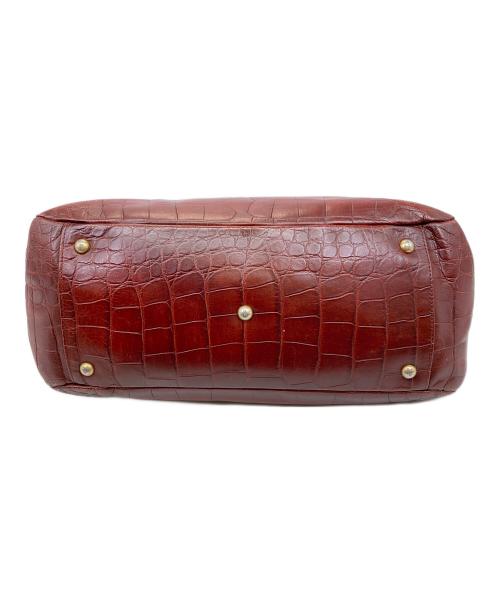 FURLA（フルラ）FURLA (フルラ) クロコ型押しハンドバッグ レッドの古着・服飾アイテム
