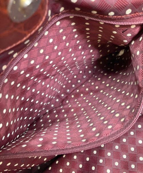 FURLA（フルラ）FURLA (フルラ) クロコ型押しハンドバッグ レッドの古着・服飾アイテム