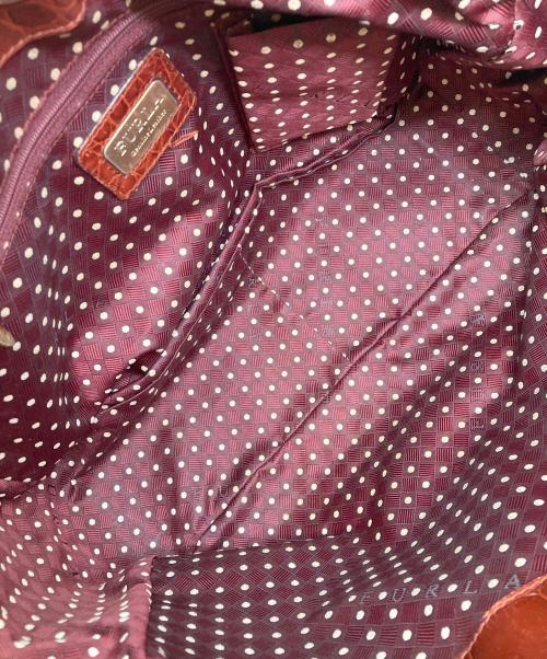 FURLA（フルラ）FURLA (フルラ) クロコ型押しハンドバッグ レッドの古着・服飾アイテム