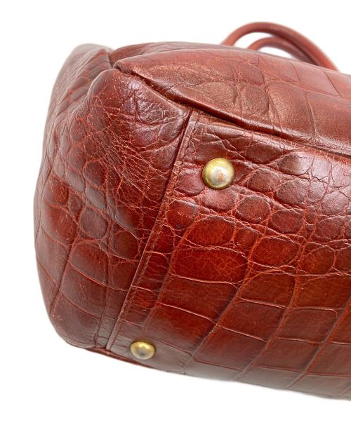 FURLA（フルラ）FURLA (フルラ) クロコ型押しハンドバッグ レッドの古着・服飾アイテム