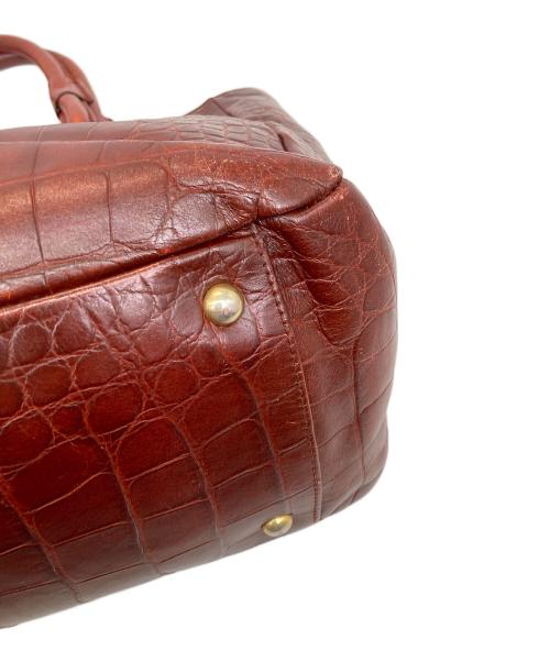 FURLA（フルラ）FURLA (フルラ) クロコ型押しハンドバッグ レッドの古着・服飾アイテム