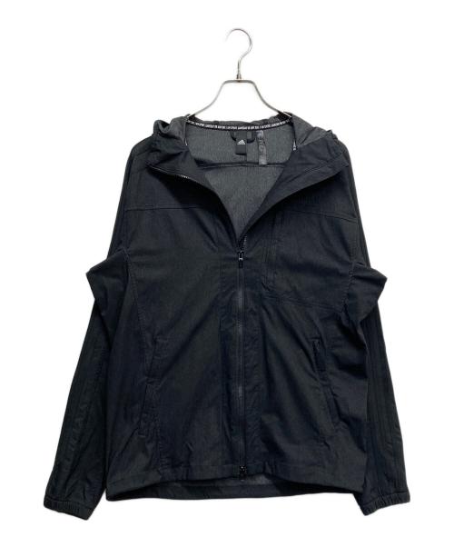 adidas（アディダス）adidas (アディダス) デニムルック レギュラーフィット ストレッチウーブン フーデッドトラックトップ ブラック サイズ:Lの古着・服飾アイテム