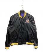 NIKEナイキ）の古着「Los Angeles Lakers Courtside リバーシブルナイロンスタジャン」｜ブラック