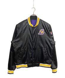 NIKE（ナイキ）の古着「Los Angeles Lakers Courtside リバーシブルナイロンスタジャン」｜ブラック