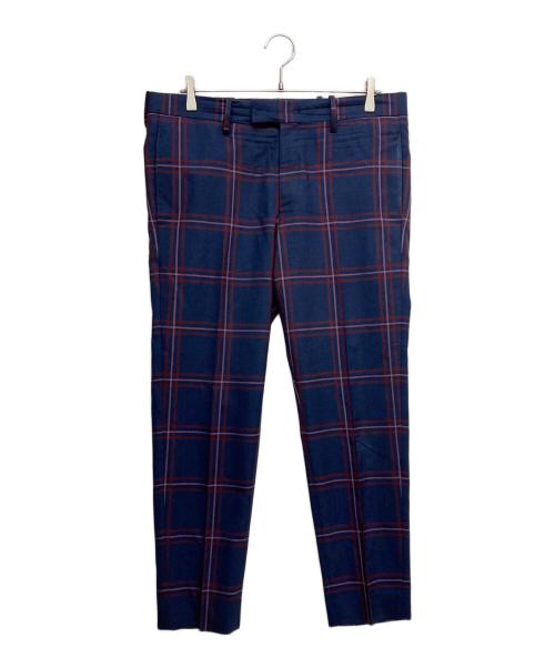PAUL SMITH（ポールスミス）Paul Smith (ポールスミス) チェックスラックス ネイビー×パープル サイズ:Lの古着・服飾アイテム