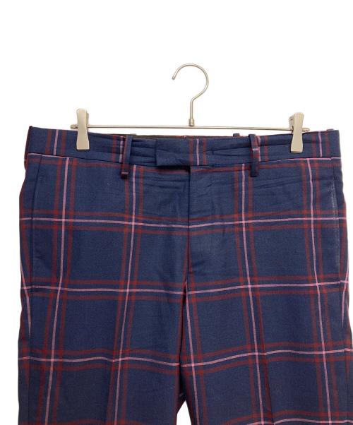 PAUL SMITH（ポールスミス）Paul Smith (ポールスミス) チェックスラックス ネイビー×パープル サイズ:Lの古着・服飾アイテム