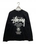 stussyステューシー）の古着「ワールドツアーロングスリーブTシャツ」｜ブラック