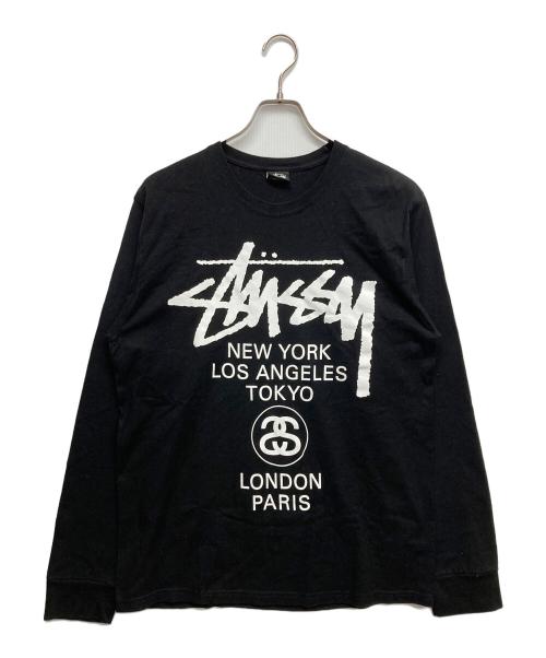 stussy（ステューシー）stussy (ステューシー) ワールドツアーロングスリーブTシャツ ブラック サイズ:Mの古着・服飾アイテム