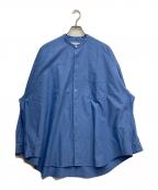 Graphpaperグラフペーパー）の古着「Oxford L/S Oversized Band Collar Shirt」｜ブルー