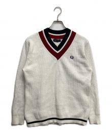 FRED PERRY（フレッドペリー）の古着「Vネックニット」｜ホワイト
