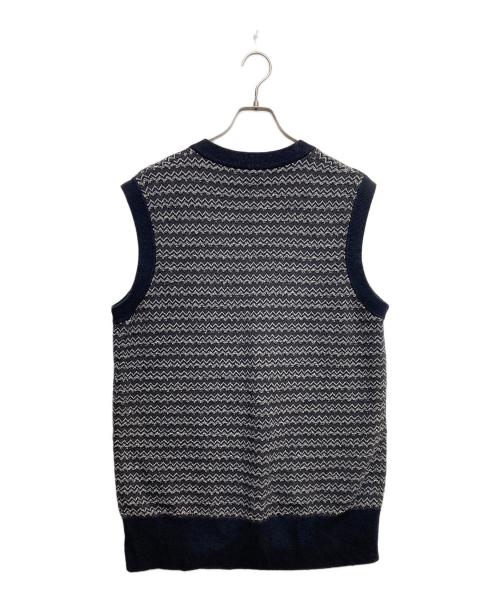 FRED PERRY（フレッドペリー）FRED PERRY (フレッドペリー) 総柄ニットベスト ブラック サイズ:Lの古着・服飾アイテム