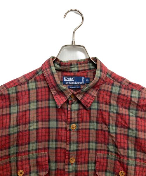 POLO RALPH LAUREN（ポロ・ラルフローレン）POLO RALPH LAUREN (ポロ・ラルフローレン) ロングスリーブシャツ グリーン×レッド サイズ:XLの古着・服飾アイテム