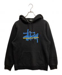 stussy（ステューシー）の古着「プリントプルオーバーパーカー」｜ブラック