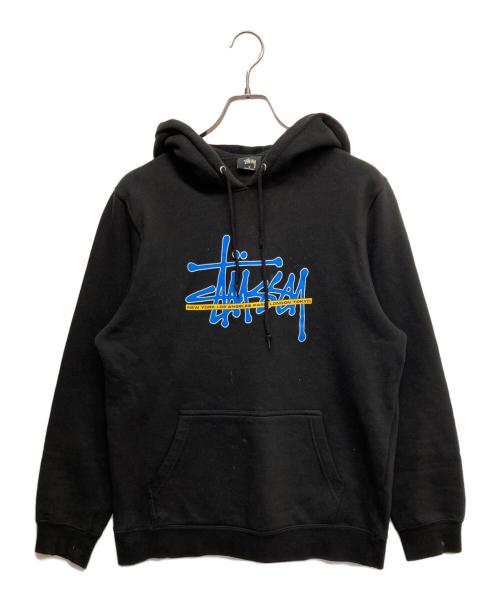 stussy（ステューシー）stussy (ステューシー) プリントプルオーバーパーカー ブラック サイズ:Ｓの古着・服飾アイテム