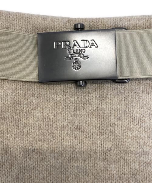 PRADA（プラダ）PRADA (プラダ) ベルト付きウール混スカート ベージュ サイズ:38の古着・服飾アイテム