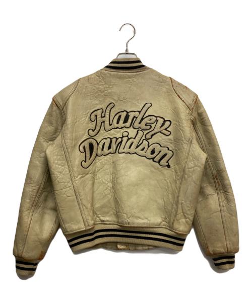 HARLEY-DAVIDSON（ハーレーダビッドソン）HARLEY-DAVIDSON (ハーレーダビッドソン) レザースタジャン ベージュ サイズ:Mの古着・服飾アイテム