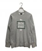 stussy×Pattaステューシー×パタ）の古着「コラボスウェット」｜ライトグレー