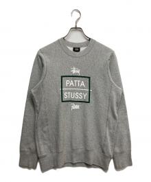 stussy×Patta（ステューシー×パタ）の古着「コラボスウェット」｜ライトグレー