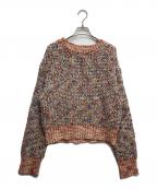 6(ROKU) BEAUTY&YOUTHロク ビューティーアンドユース）の古着「MIX BIG KNIT PULLOVER」｜オレンジ×ベージュ