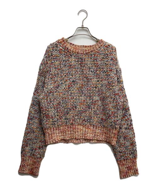 6(ROKU) BEAUTY&YOUTH（ロク ビューティーアンドユース）6(ROKU) BEAUTY&YOUTH (ロク ビューティーアンドユース) MIX BIG KNIT PULLOVER オレンジ×ベージュ サイズ:Fの古着・服飾アイテム