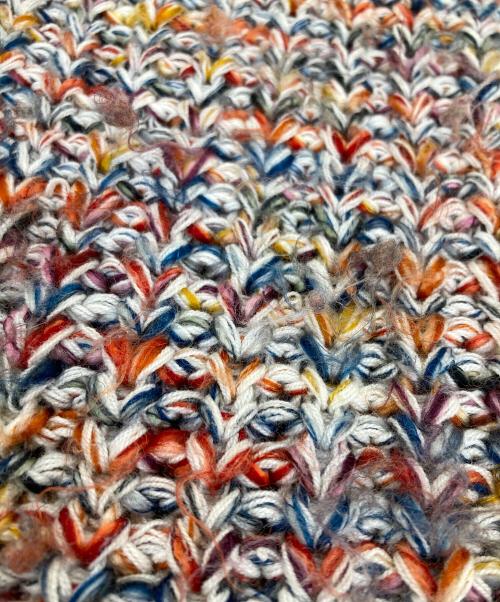 6(ROKU) BEAUTY&YOUTH（ロク ビューティーアンドユース）6(ROKU) BEAUTY&YOUTH (ロク ビューティーアンドユース) MIX BIG KNIT PULLOVER オレンジ×ベージュ サイズ:Fの古着・服飾アイテム