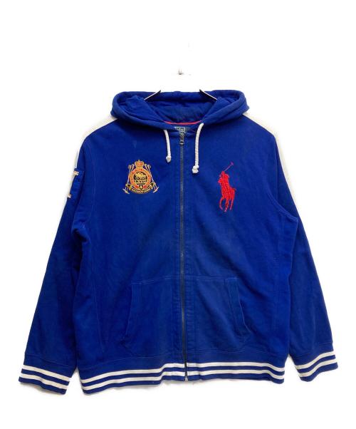POLO RALPH LAUREN（ポロ・ラルフローレン）POLO RALPH LAUREN (ポロ・ラルフローレン) ポロ刺繍ジップパーカー ブルー サイズ:XLの古着・服飾アイテム