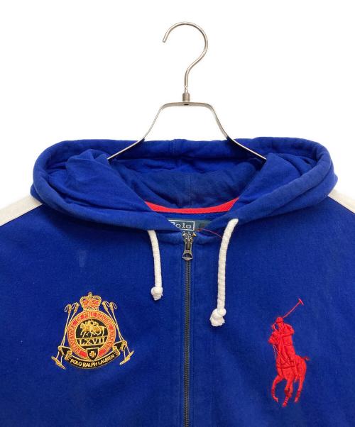 POLO RALPH LAUREN（ポロ・ラルフローレン）POLO RALPH LAUREN (ポロ・ラルフローレン) ポロ刺繍ジップパーカー ブルー サイズ:XLの古着・服飾アイテム