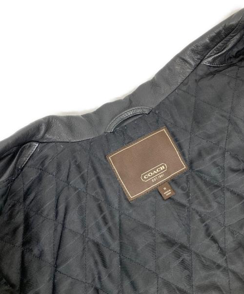 COACH（コーチ）COACH (コーチ) ディアスキンレザーカーコート ブラック サイズ:Mの古着・服飾アイテム