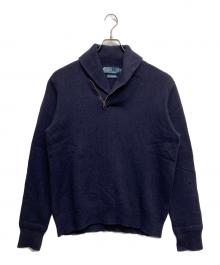 POLO RALPH LAUREN（ポロ・ラルフローレン）の古着「ラムウールショールカラーニット」｜ネイビー