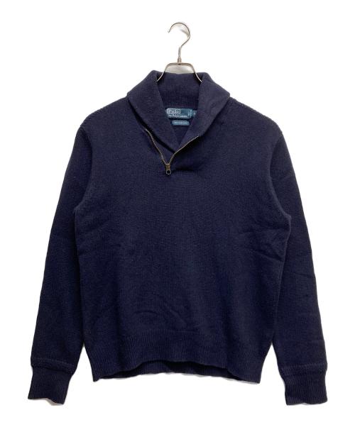 POLO RALPH LAUREN（ポロ・ラルフローレン）POLO RALPH LAUREN (ポロ・ラルフローレン) ラムウールショールカラーニット ネイビー サイズ:Lの古着・服飾アイテム