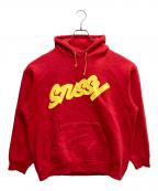 stussyステューシー）の古着「プリントプルオーバーパーカー」｜レッド