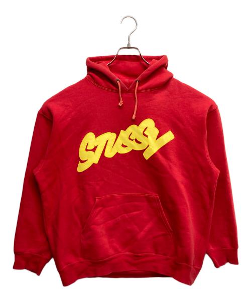 stussy（ステューシー）stussy (ステューシー) プリントプルオーバーパーカー レッド サイズ:Lの古着・服飾アイテム