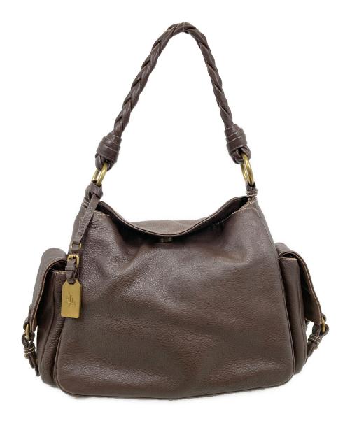 LAUREN RALPH LAUREN（ローレン ラルフ ローレン）LAUREN RALPH LAUREN (ローレン ラルフ ローレン) 2つ編みハンドルレザートートバッグ ブラウンの古着・服飾アイテム