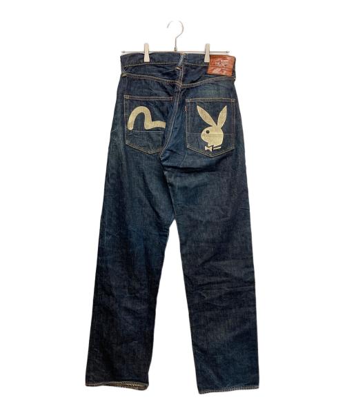 EVISU（エヴィス）EVISU (エヴィス) PLAY BOY (プレイボーイ) 2001プリントデニムパンツ ブルー サイズ:31の古着・服飾アイテム