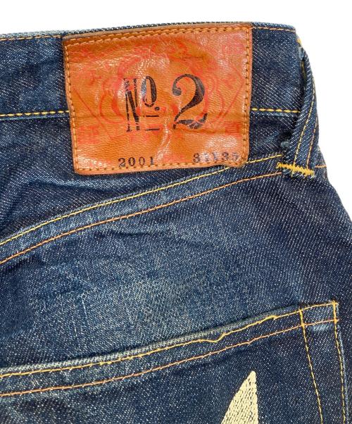 EVISU（エヴィス）EVISU (エヴィス) PLAY BOY (プレイボーイ) 2001プリントデニムパンツ ブルー サイズ:31の古着・服飾アイテム