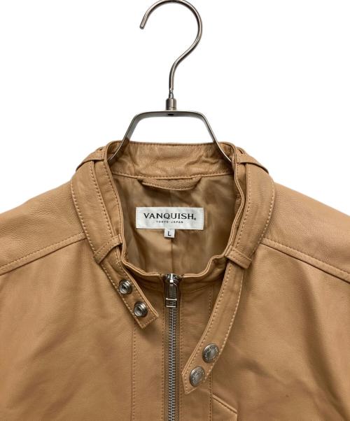VANQUISH（ヴァンキッシュ）VANQUISH (ヴァンキッシュ) ラムレザーシングルジャケット ベージュ サイズ:Lの古着・服飾アイテム