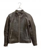 green label relaxingグリーンレーベルリラクシング）の古着「ソフトカウ シングル ライダース」｜ブラウン