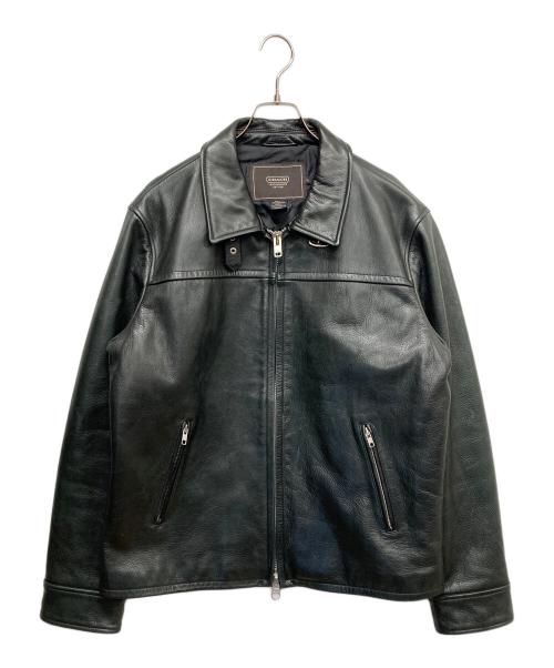 COACH（コーチ）COACH (コーチ) レザージップアップジャケット ブラック サイズ:Lの古着・服飾アイテム