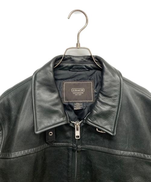 COACH（コーチ）COACH (コーチ) レザージップアップジャケット ブラック サイズ:Lの古着・服飾アイテム